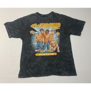 4 Town World Tour 2002 T-Shirt Black Stonewashed Short Sleeve Adult Small Tee